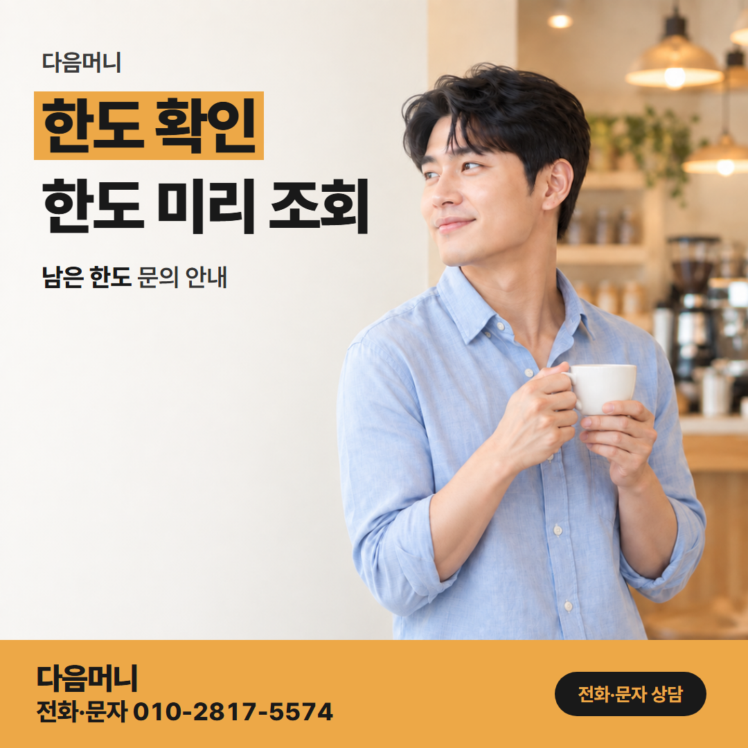 다음머니 온라인카드깡 휴대폰으로 조회한 본인 카드의 남은 한도